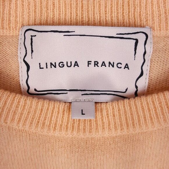 LINGUA FRANCA Sweater Womens Large Peach Pullover Crew 100% Cashemere - Picture 2 of 7